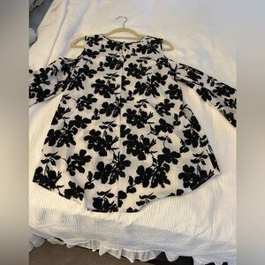 Floral Black and White Women's Top